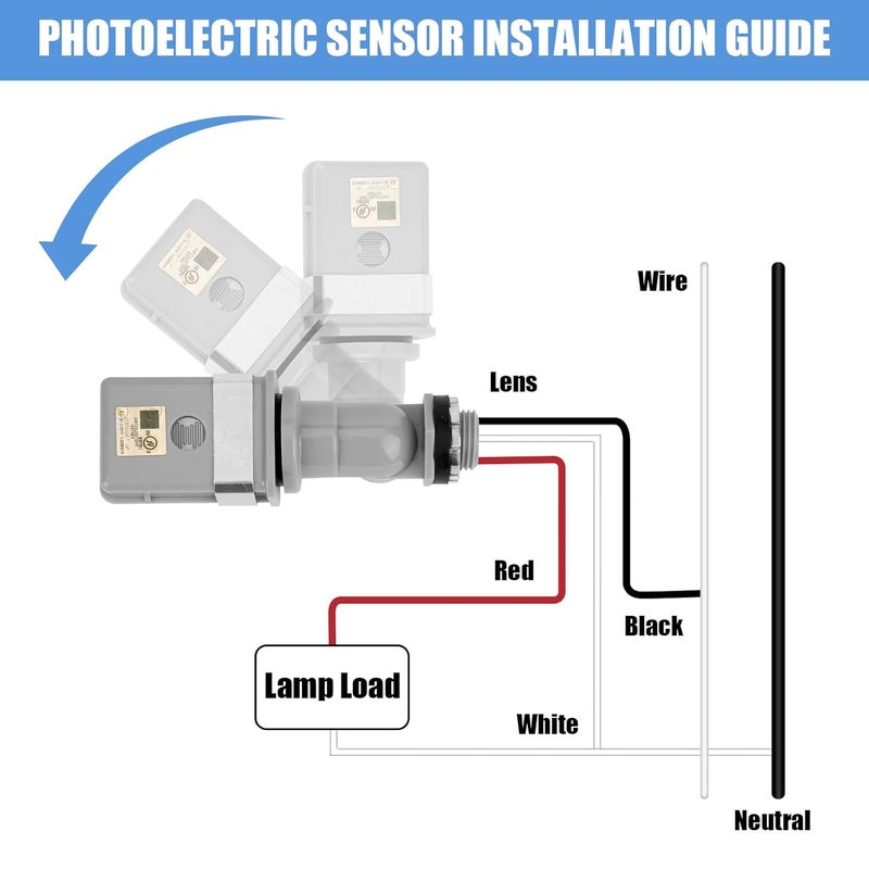 BTFO 3 Pcs Photocell Sensors for Outdoor Lights, 120VAC Dusk to Dawn IP54 Waterproof Photoelectric Switch with Rotating Base Photo Cell Sensor for Courtyards Parking Lots Streets Lightening - Image 5